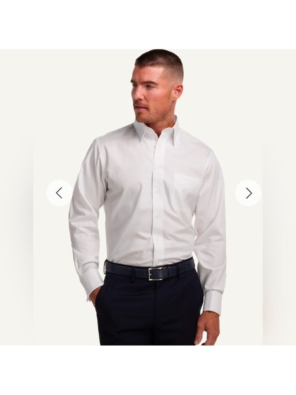 Paul Fredrick Cotton Pinpoint Solid Point Collar French Cuff Dress Shirt